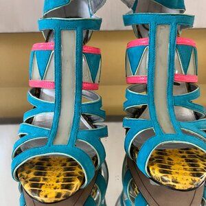Sam Edelman Aztec Turquoise and Pink Sandal